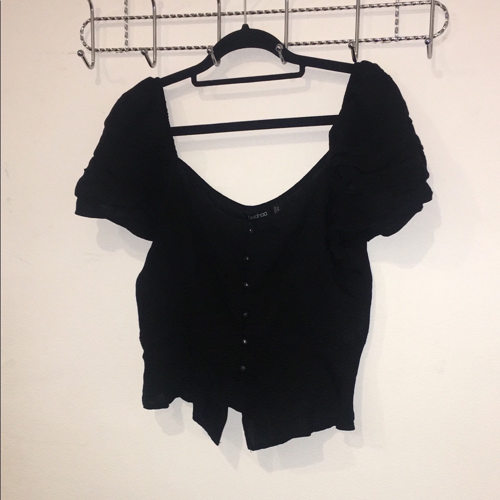 BooHoo Black Button Through Blouse - Size 6 - Picture 5 of 8